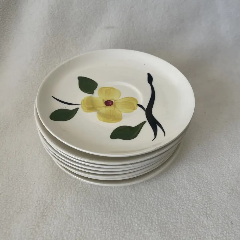 Earthenware Flowers Pattern Bowls Saucers X8
